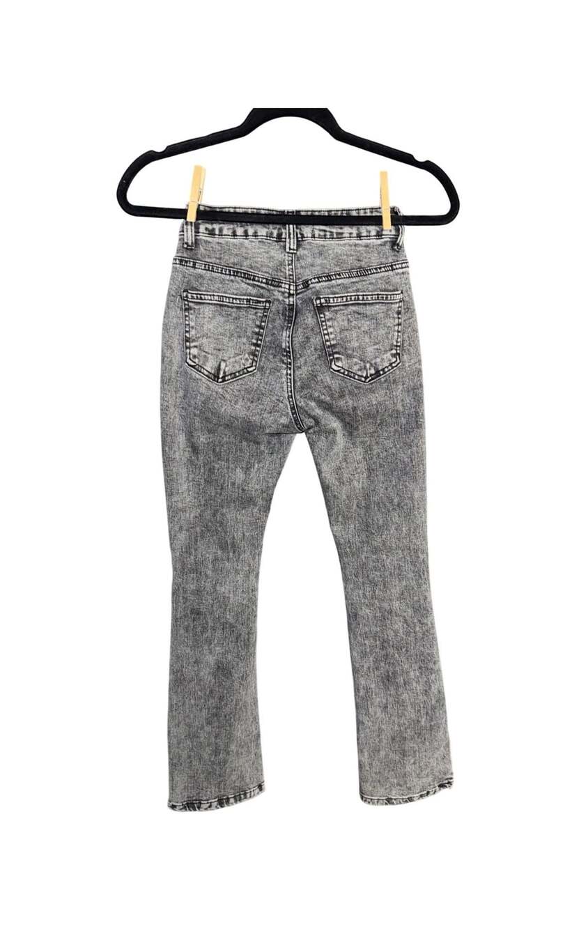 Bamboo Women's Acid Wash Grey Bootcut Flare Jeans - Picture 4 of 4